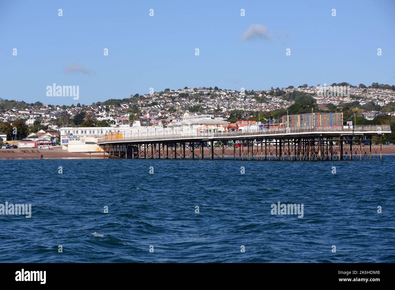 view of Paignton pier from the sea Stock Photo Alamy