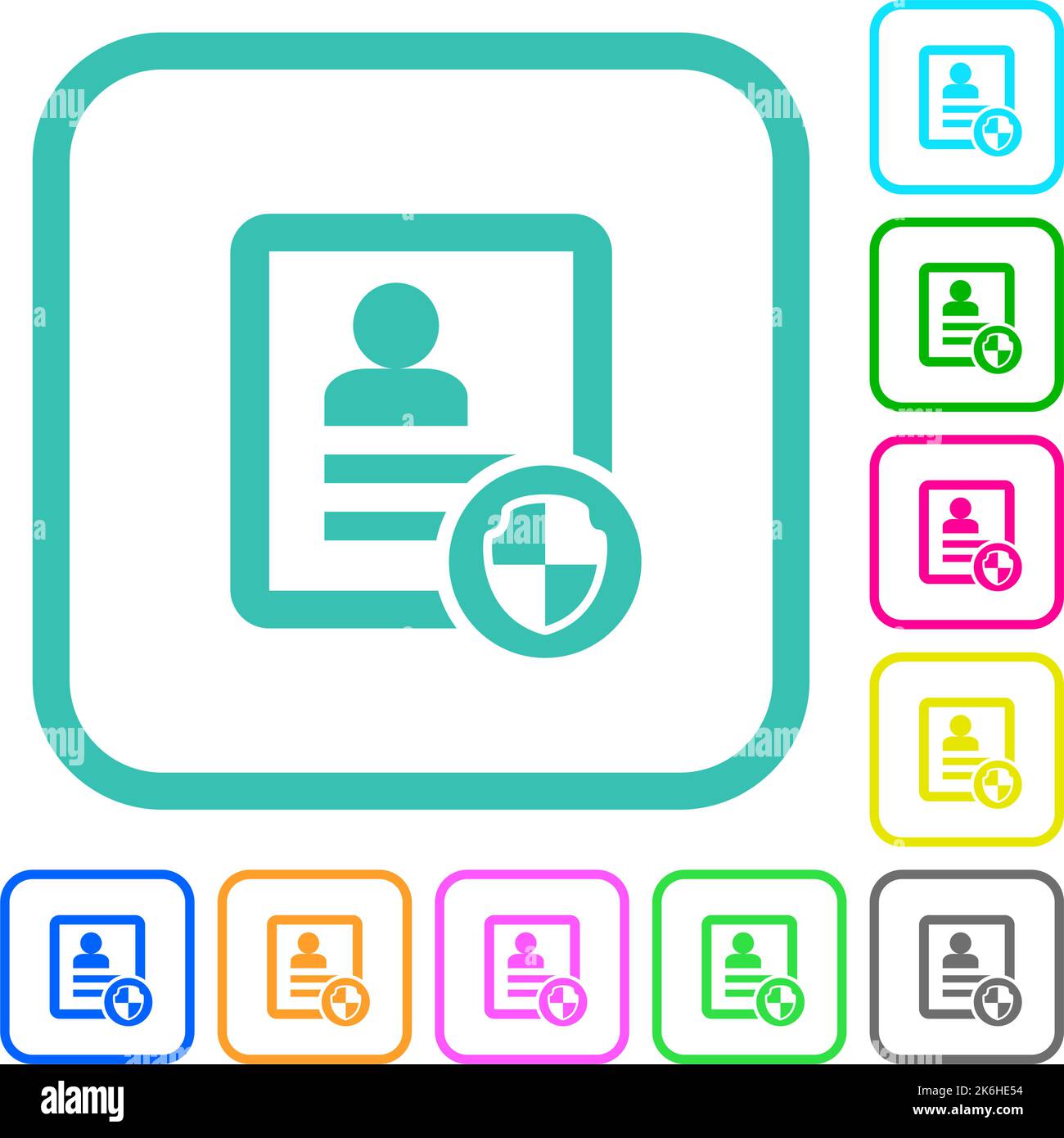 Protect contact vivid colored flat icons in curved borders on white ...