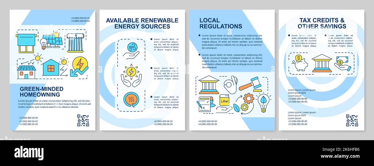 Renewable energy at home blue brochure template Stock Vector Image ...