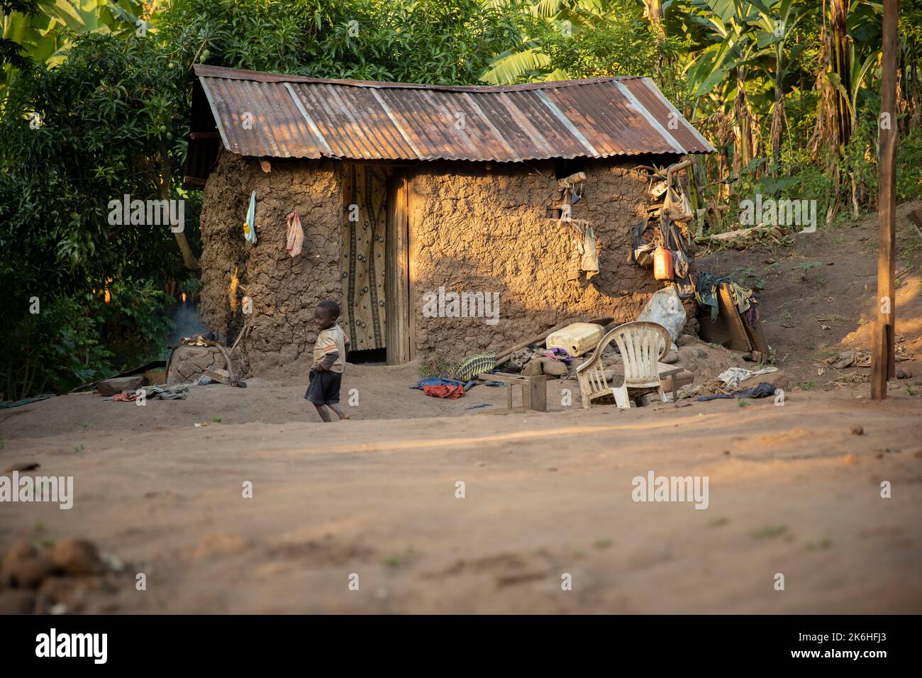 Impoverished household in Kasese District, Uganda, East Africa Stock ...