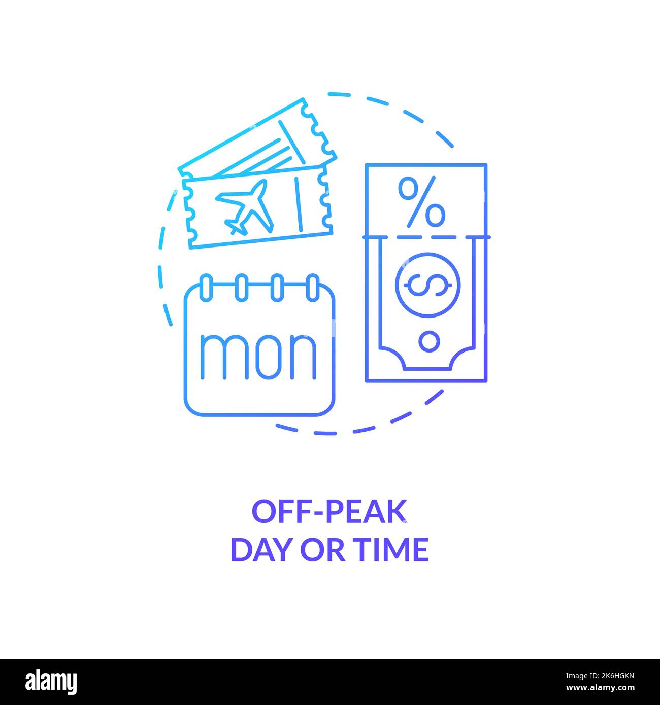 Off-peak flying times blue gradient concept icon Stock Vector