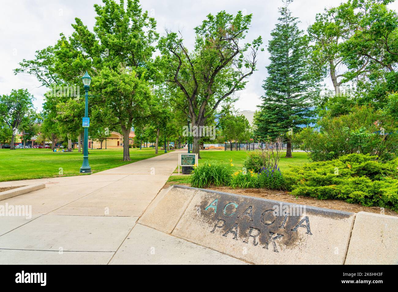 Colorado Springs, CO - July 3, 2022: Acacia park, located in central downtown at the intersections of Bijou and Tejon, and Platte and Nevada, was the Stock Photo