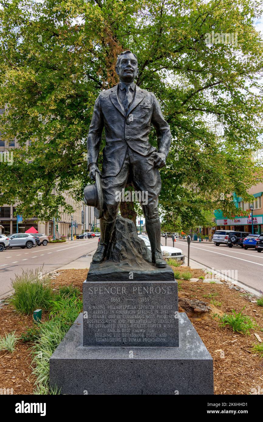 Colorado Springs, CO July 3, 2022 Spencer Penrose bronze statue by