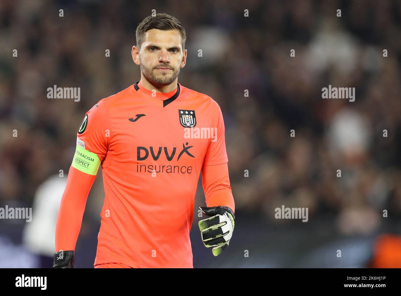 London, England, 13th October 2022. Hendrik van Crombrugge of Anderlecht during the UEFA Europa Conference League match at the London Stadium, London. Picture credit should read: Paul Terry / Sportimage Stock Photo
