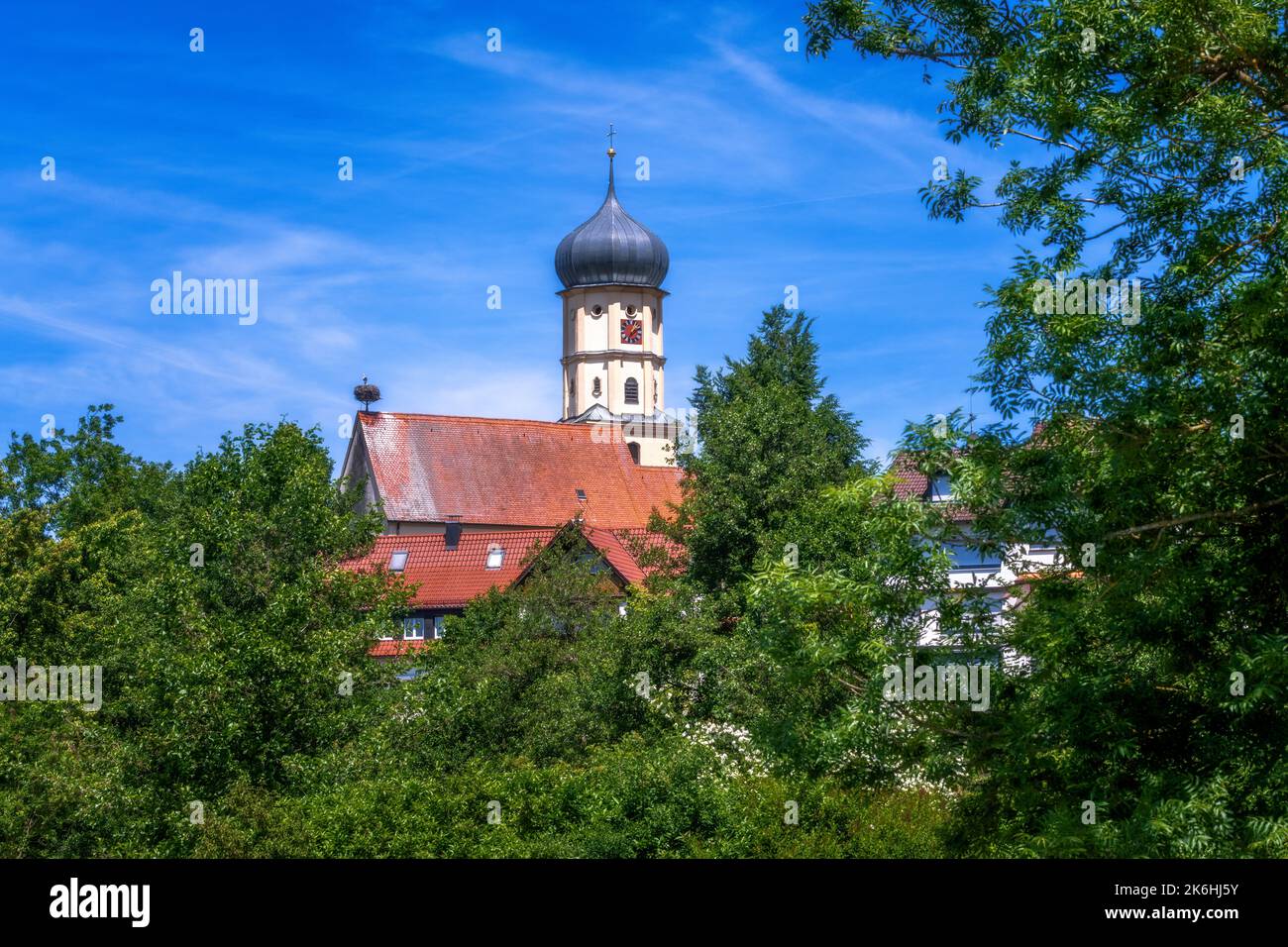 Idyllic church in a village of Bavaria Stock Photo