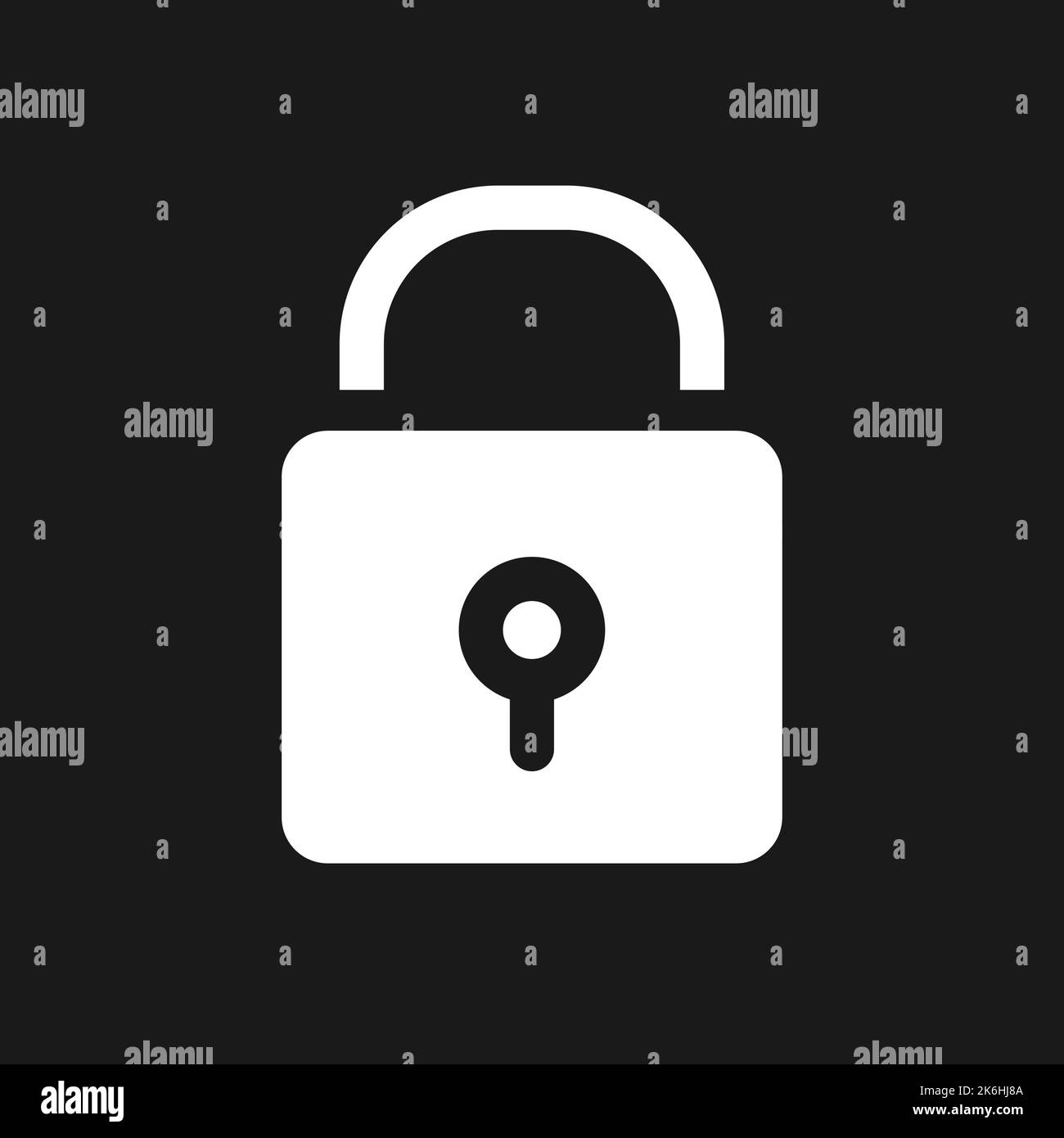 Padlock pixel dark mode glyph ui icon Stock Vector