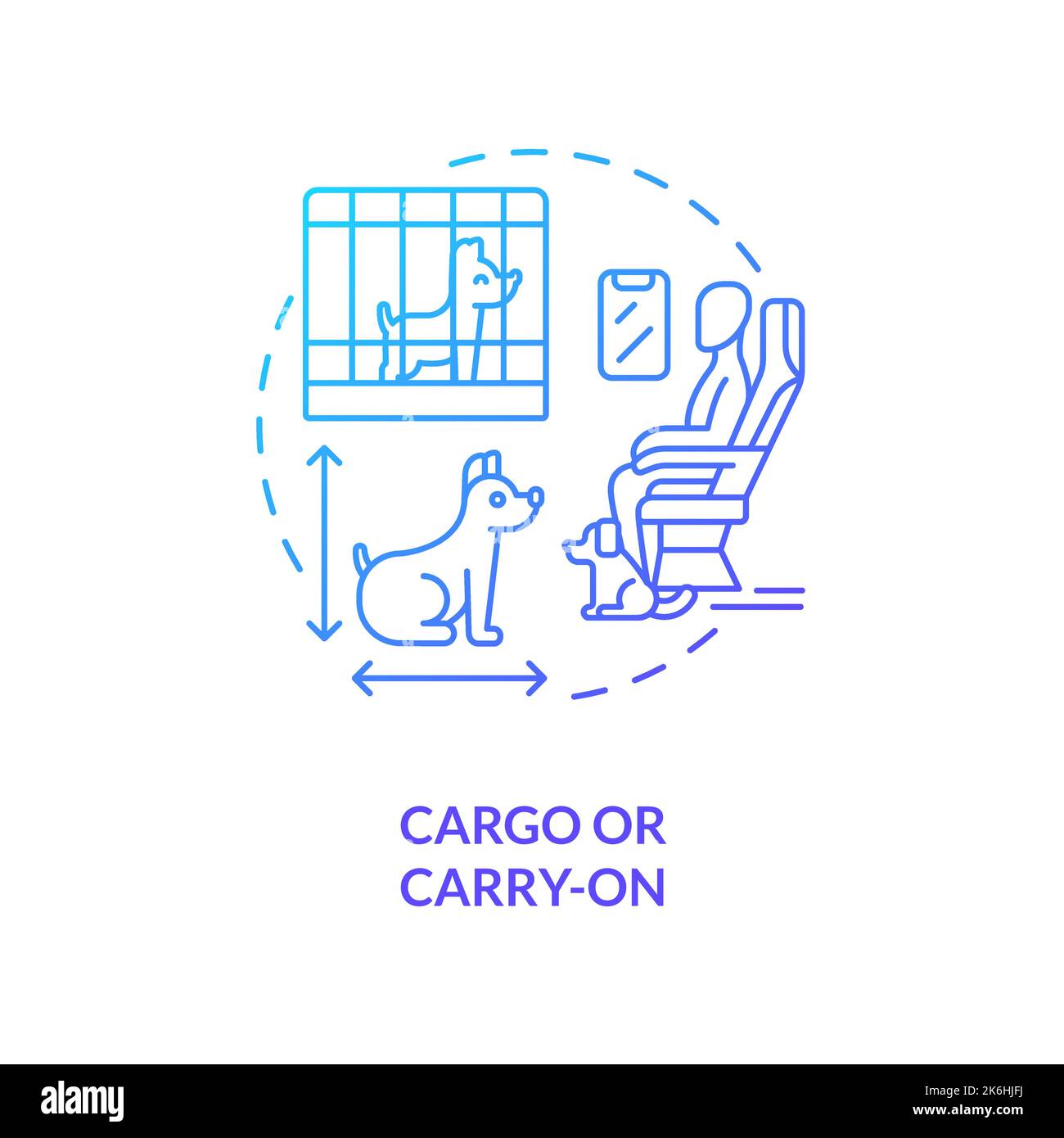 Air flights with pets blue gradient concept icon Stock Vector Image