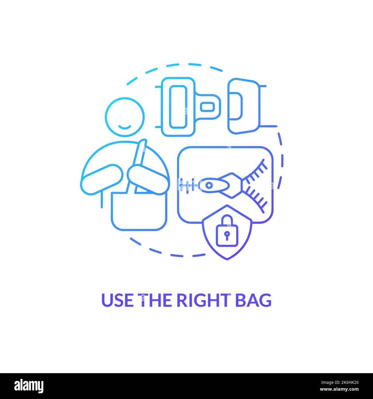 Use appropriate bag blue gradient concept icon Stock Vector