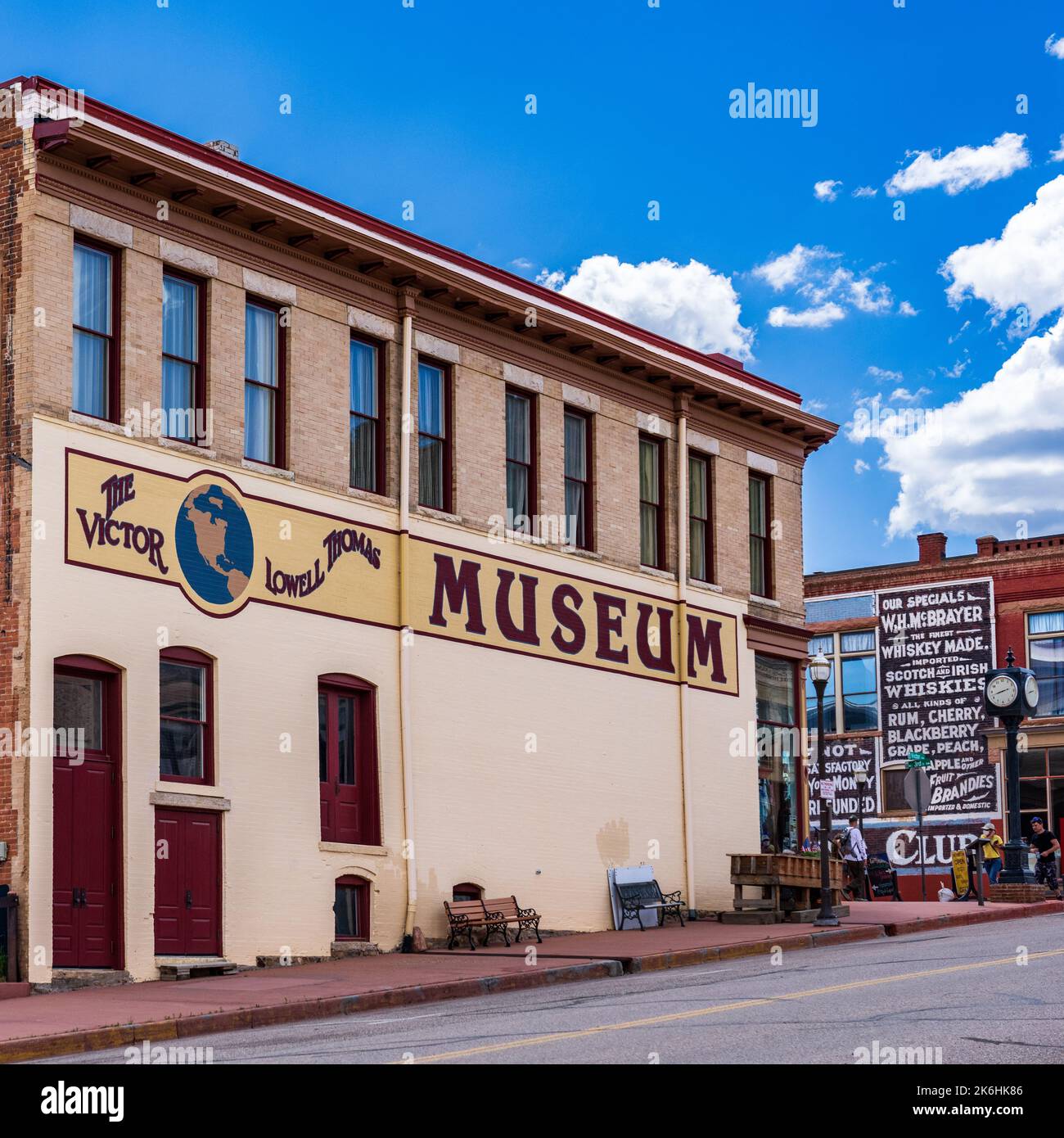 Victor, CO - July 9, 2022: The Victor Lowell Thomas Museum has exhibits on the gold rush era in Victor as well as artifacts from the life of famous jo Stock Photo