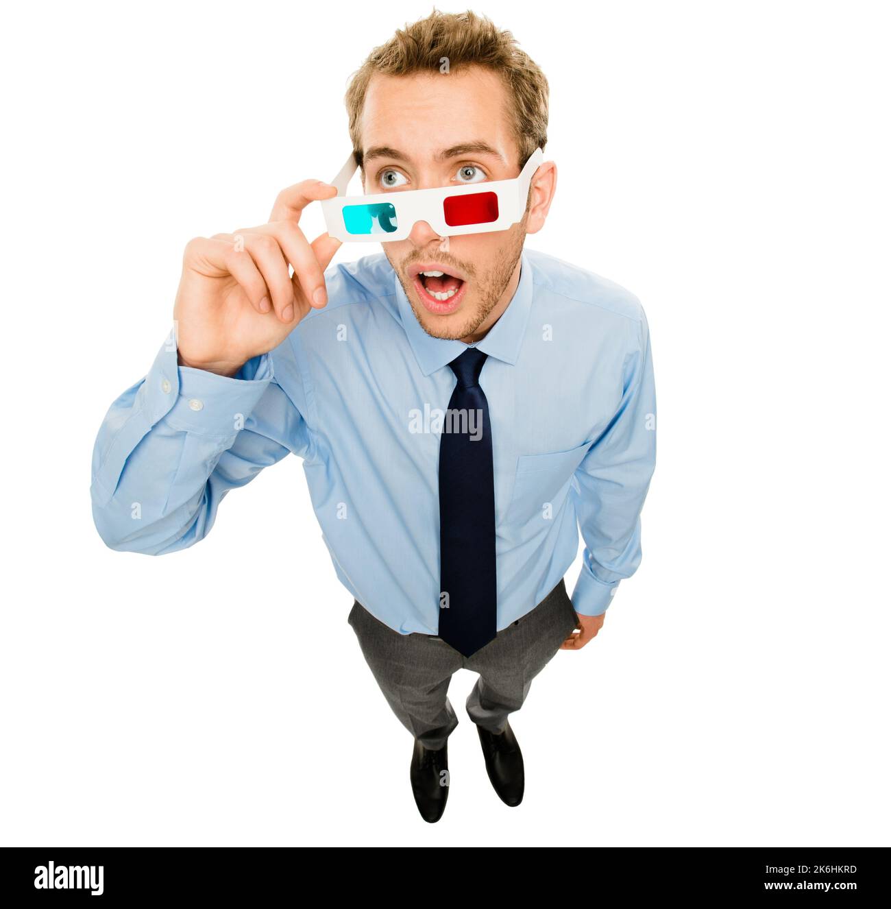You wont believe the things hes seen. a young businessman wearing 3D