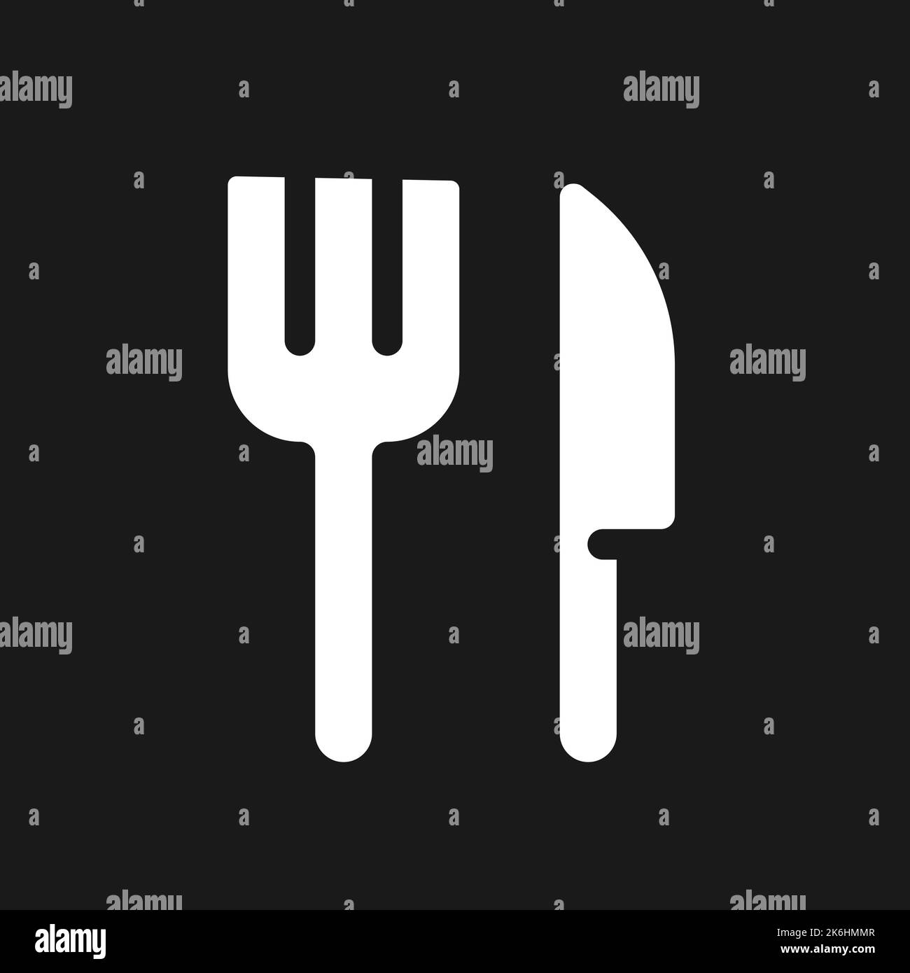 Fork and knife dark mode glyph ui icon Stock Vector