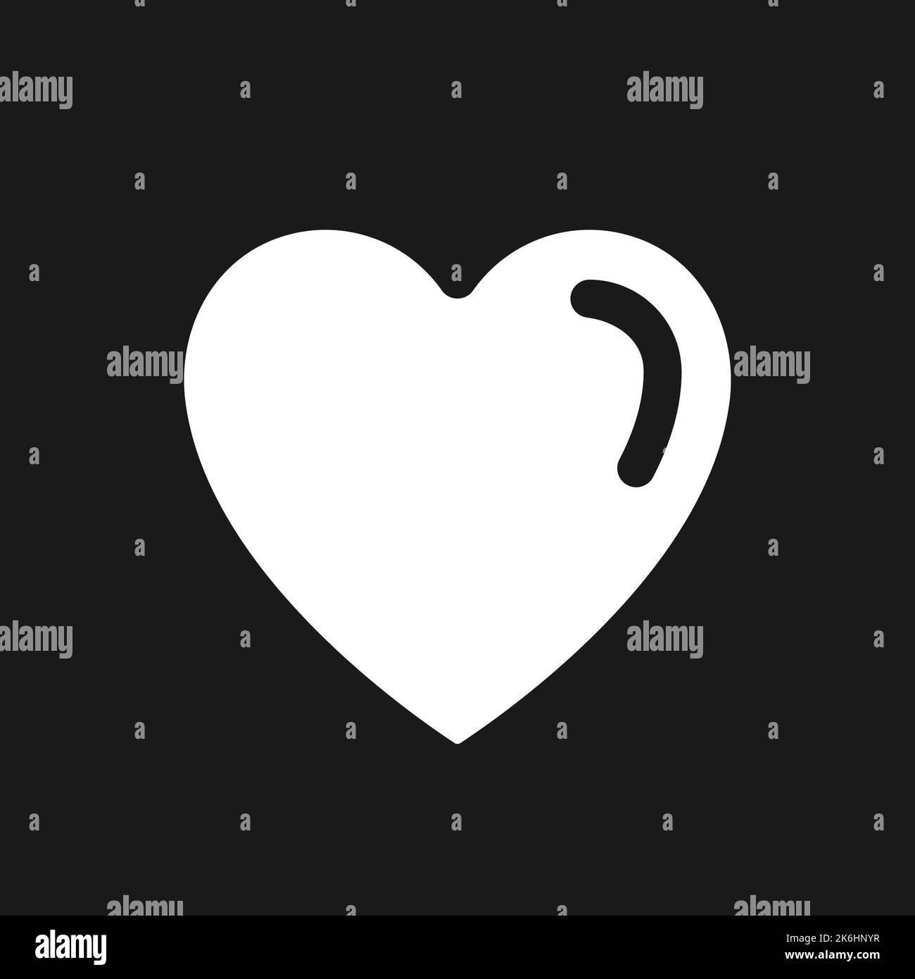 Heart dark mode glyph ui icon Stock Vector