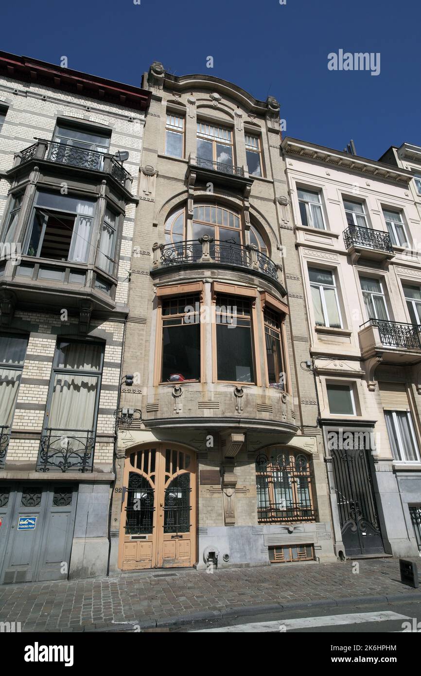Art Nouveau style building on Rue Africaine, Saint-Gilles, Brussels. Stock Photo