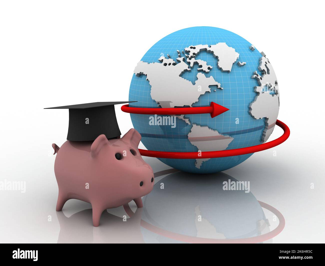 3d rendering Piggy Bank with Graduation Stock Photo - Alamy