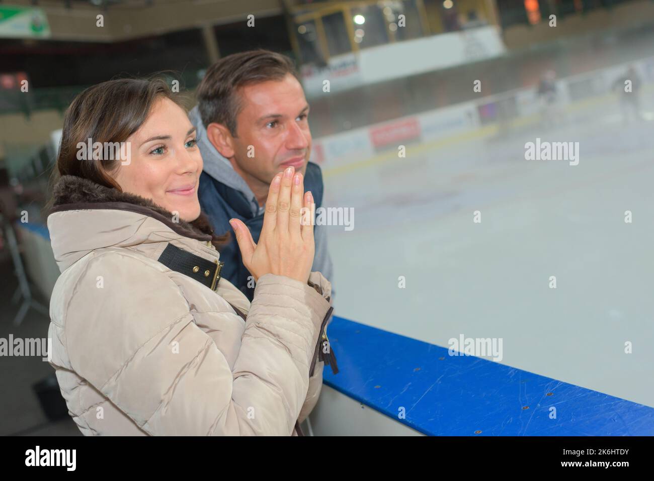 couple on the ice rink Stock Photo - Alamy