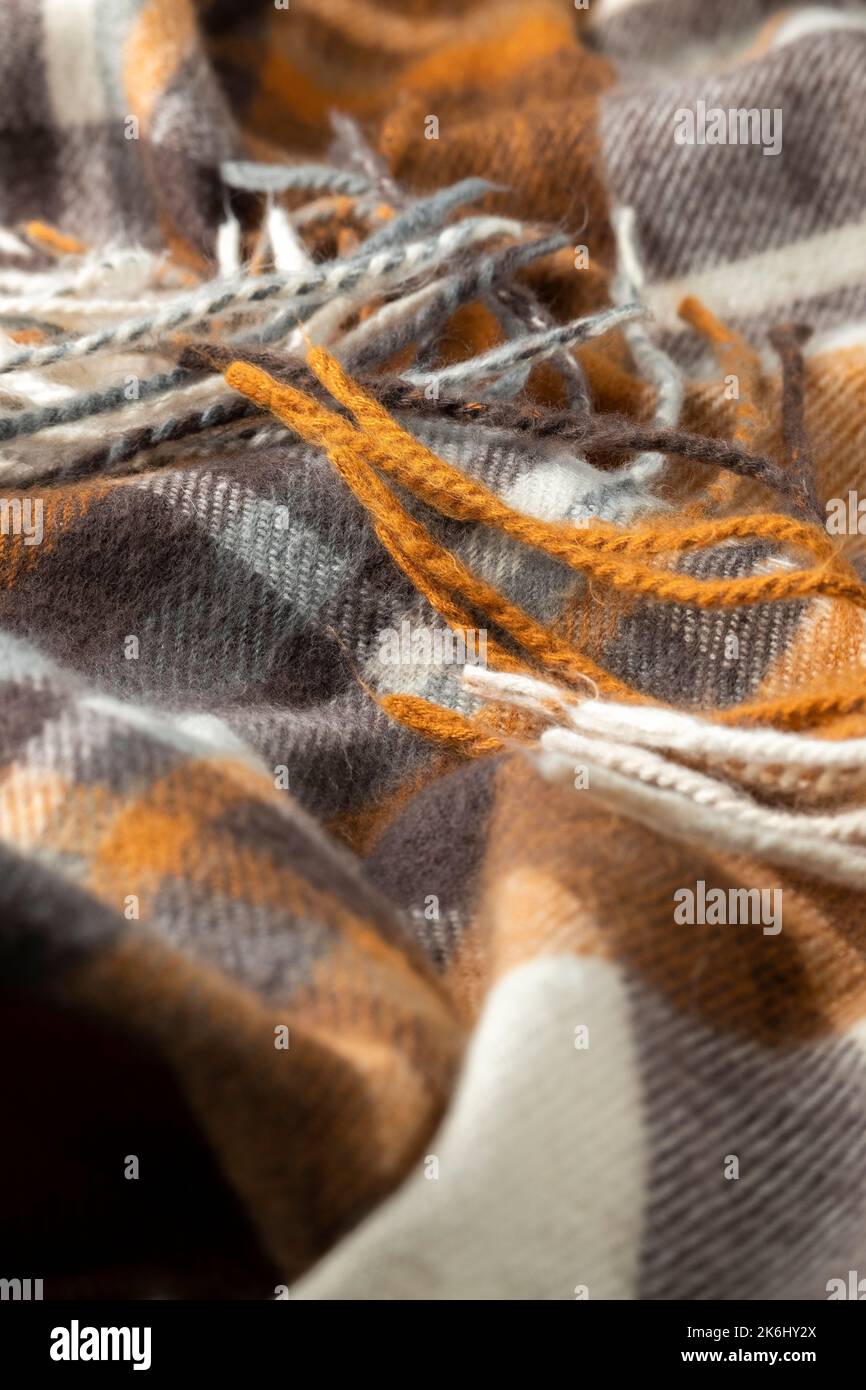 Fashionable seamless woolen cloth, warm modern textile close up view Stock Photo