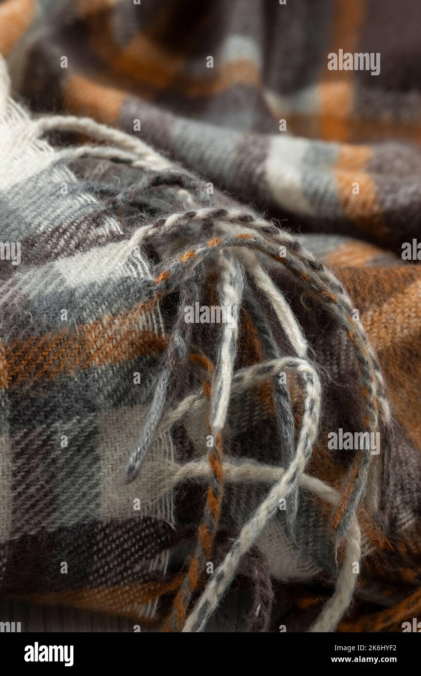 Fashionable seamless woolen cloth, warm modern textile close up view Stock Photo