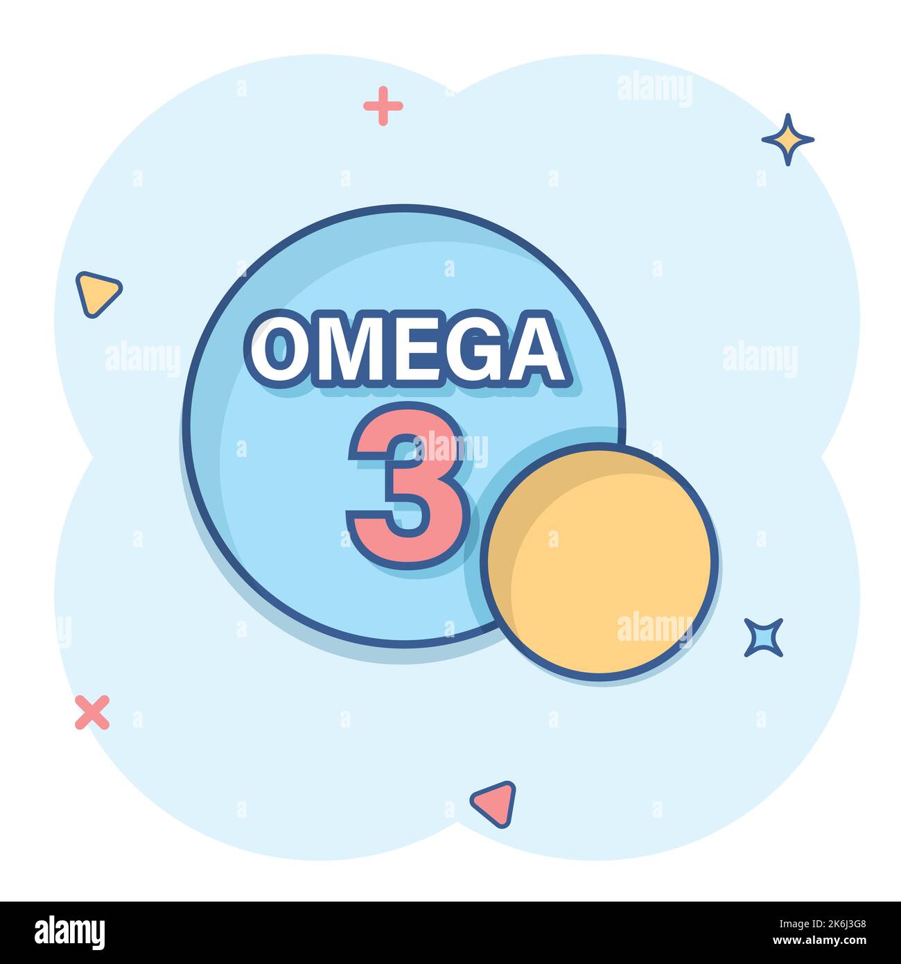 Omega 3 icon in comic style. Pill capsule cartoon vector illustration on  white isolated background. Organic vitamin nutrient oil fish splash effect  bu Stock Vector Image & Art - Alamy