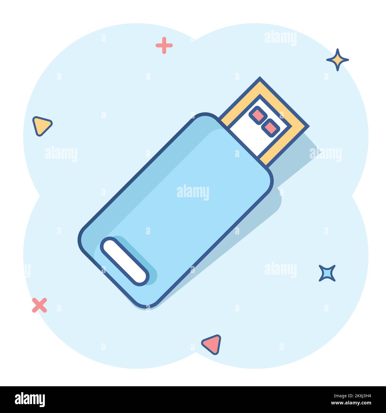 Usb drive icon in comic style. Flash disk vector cartoon illustration ...