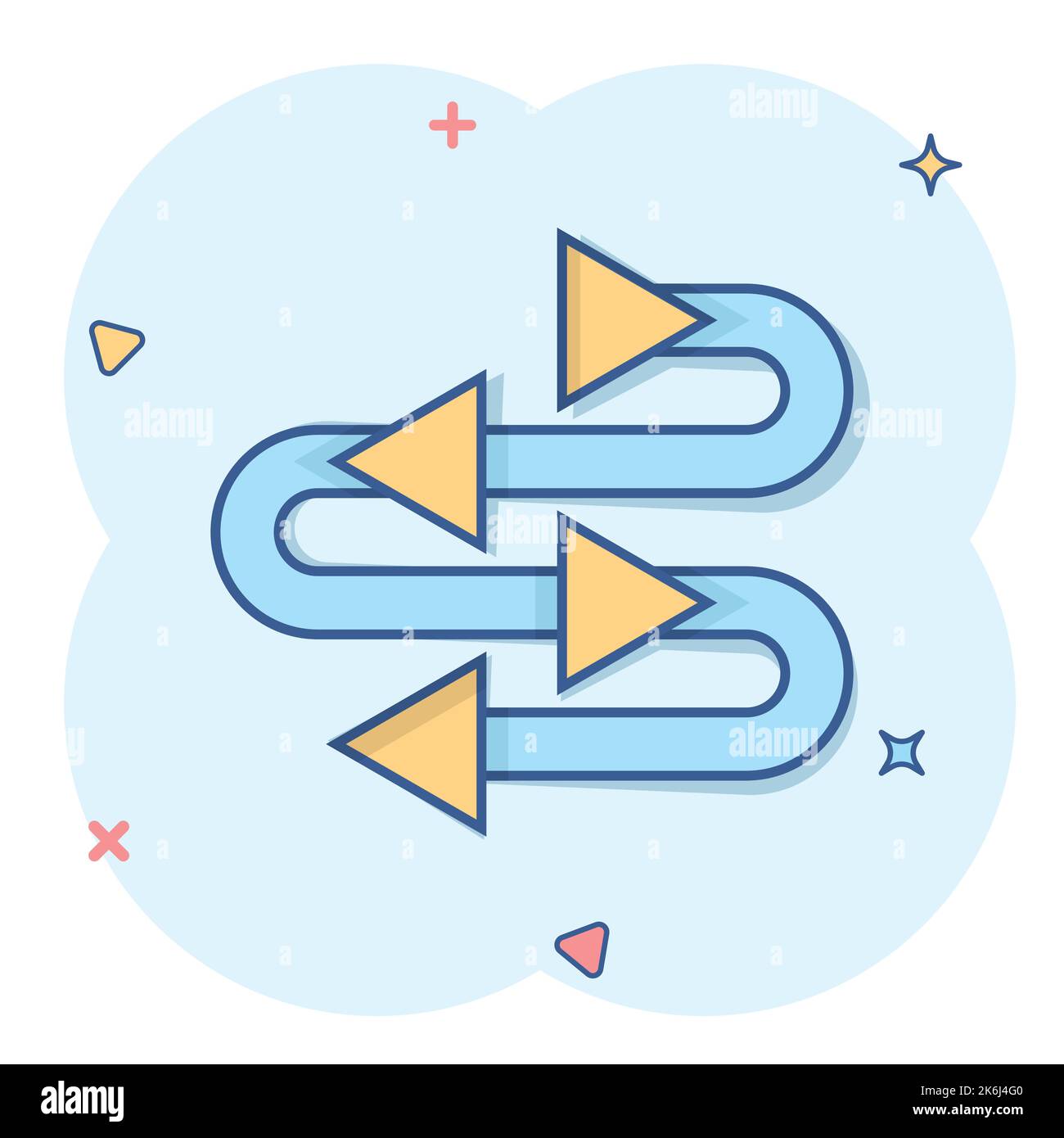Arrow growth icon in comic style. Evolution cartoon vector illustration ...