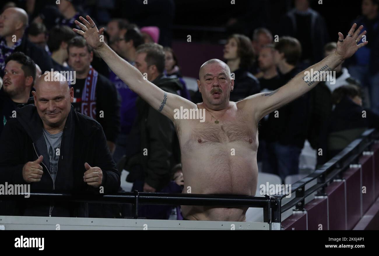 London, England, 13th October 2022. Anderlecht fans during the UEFA Europa Conference League match at the London Stadium, London. Picture credit should read: Paul Terry / Sportimage Stock Photo