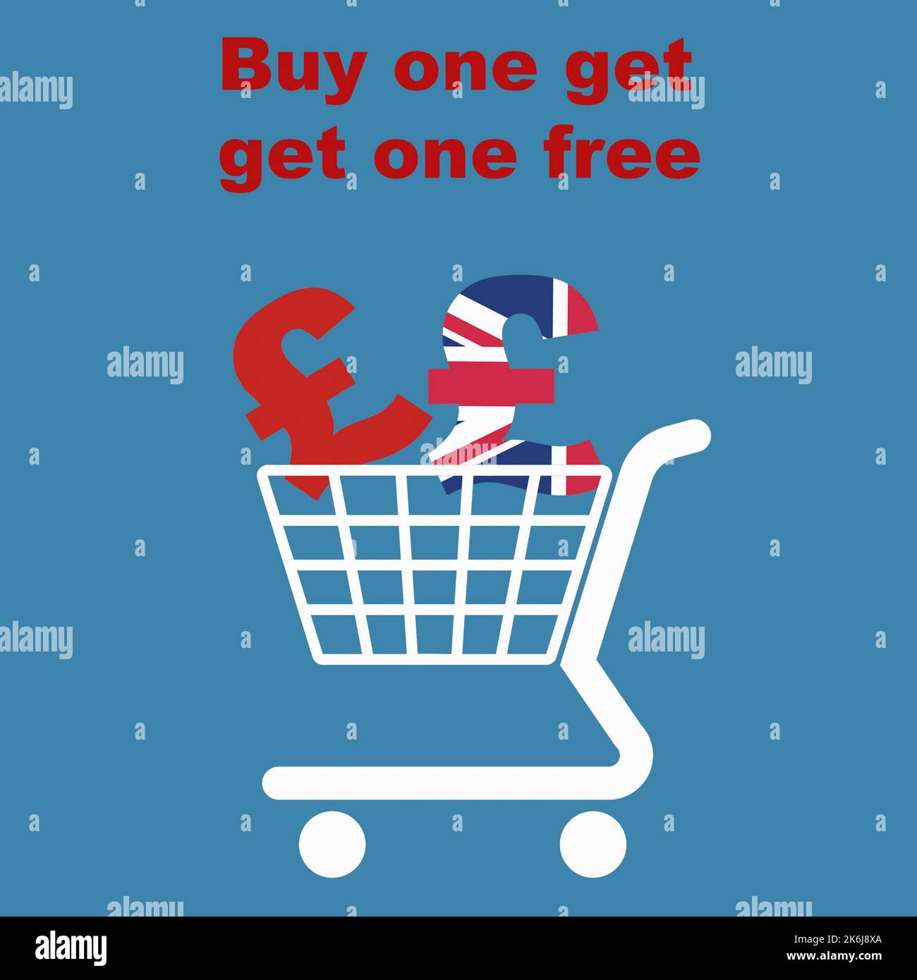 Weak pound, UK economy, falling pound, shopping trolley, cost of living crisis... concept Stock Photo