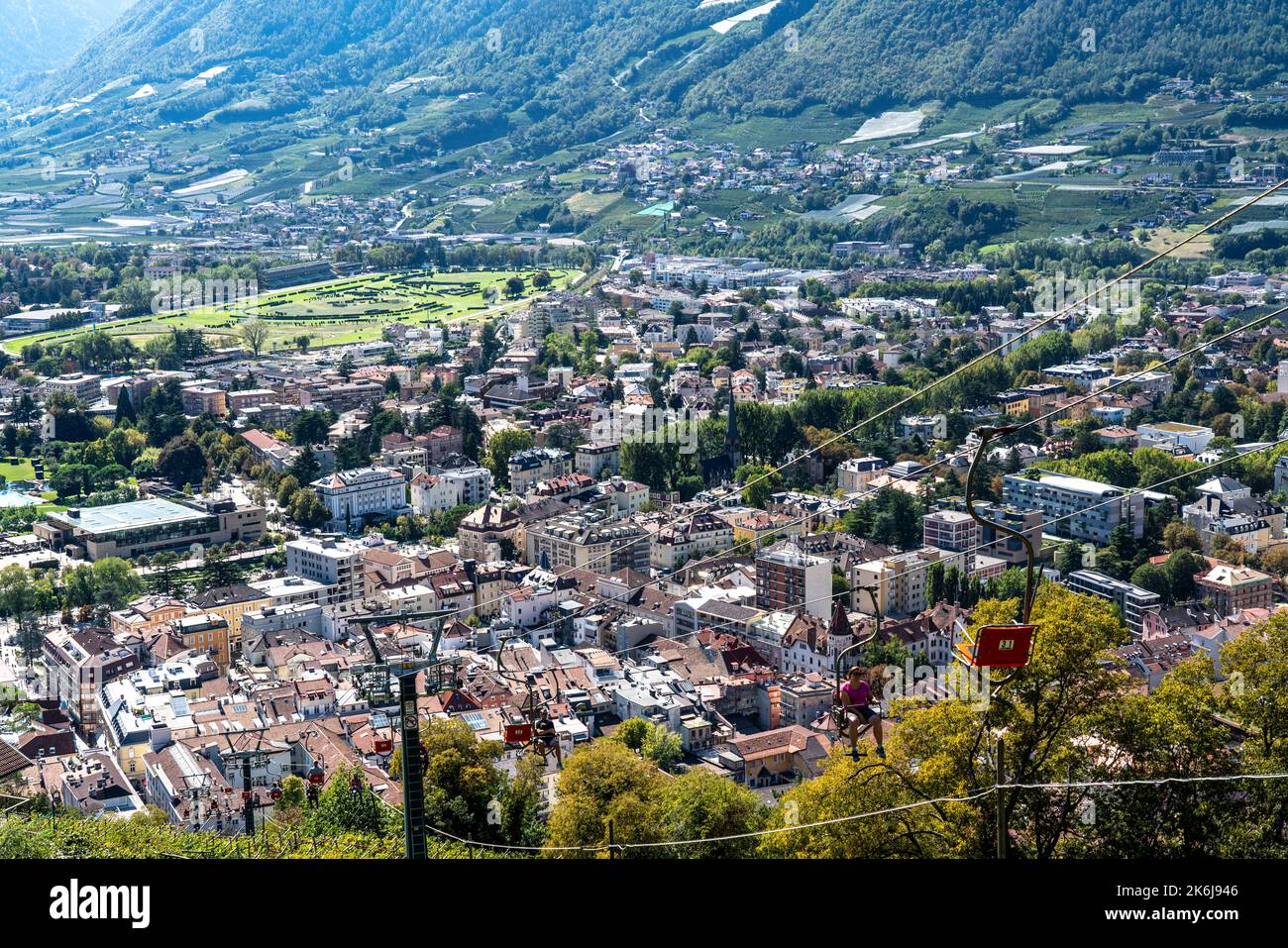 Chairlift Dorf Tirol, Merano, South Tyrol, Italy Stock Photo