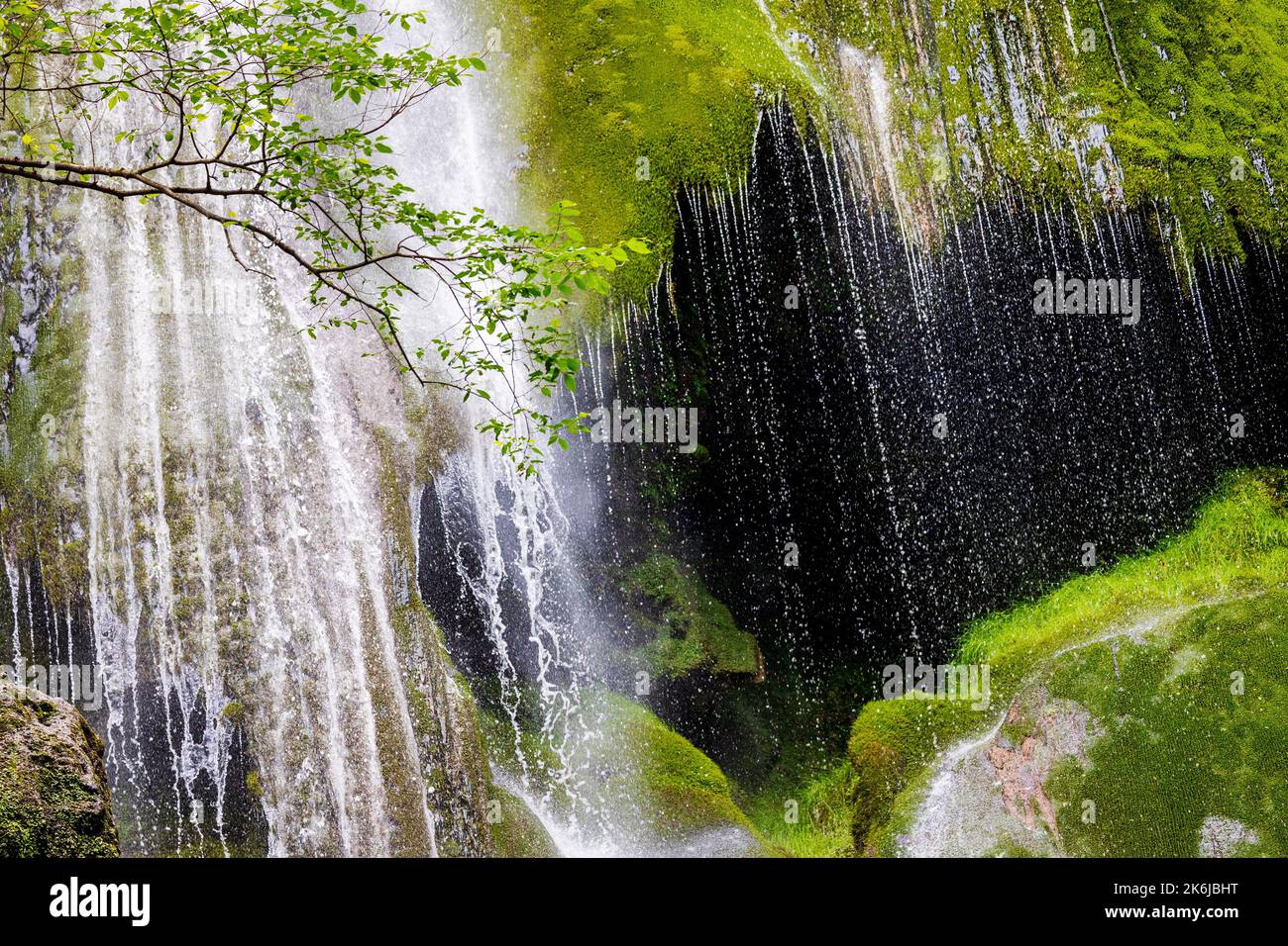 Deatil of the Autoire waterfall with cave in the Lot Department, France Stock Photo