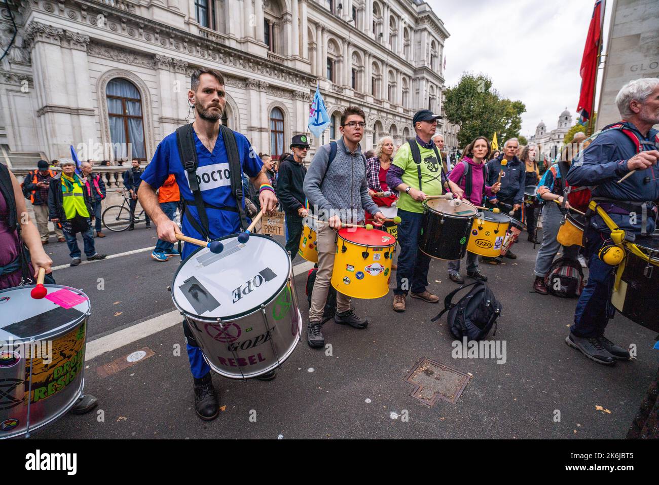 London UK. 14 October 2022 . Activists from Extinction Rebellion