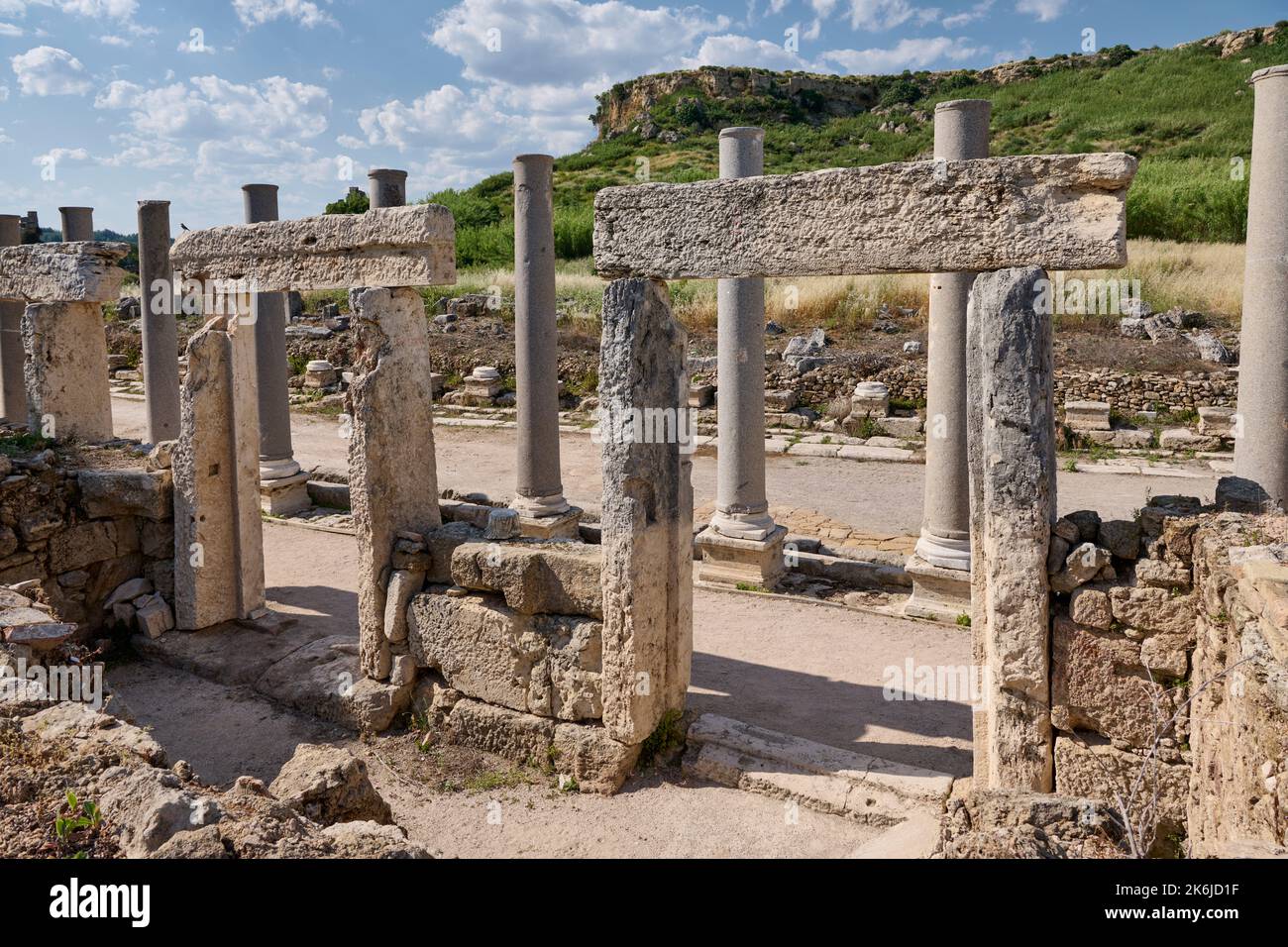 doors in ruins of the Roman city of Perge, Antalya, Turkey Stock Photo