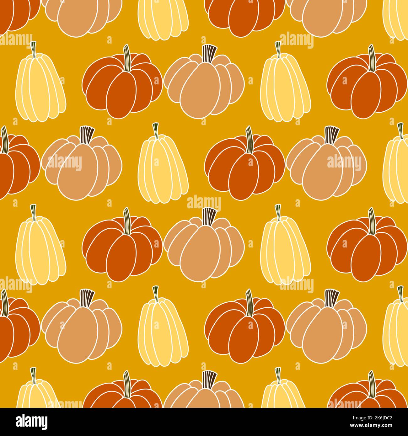 seamless pumpkin pattern illustration hand drawn, colourful background ...