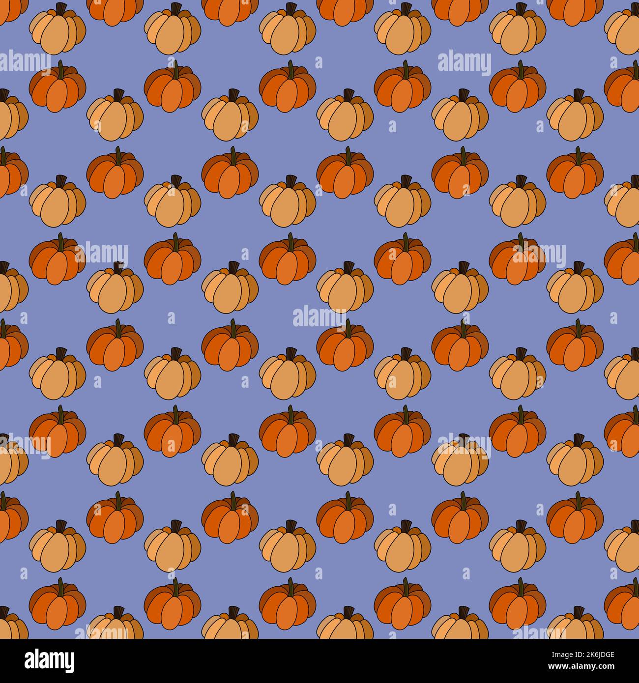 seamless pumpkin pattern illustration hand drawn, colourful background ...