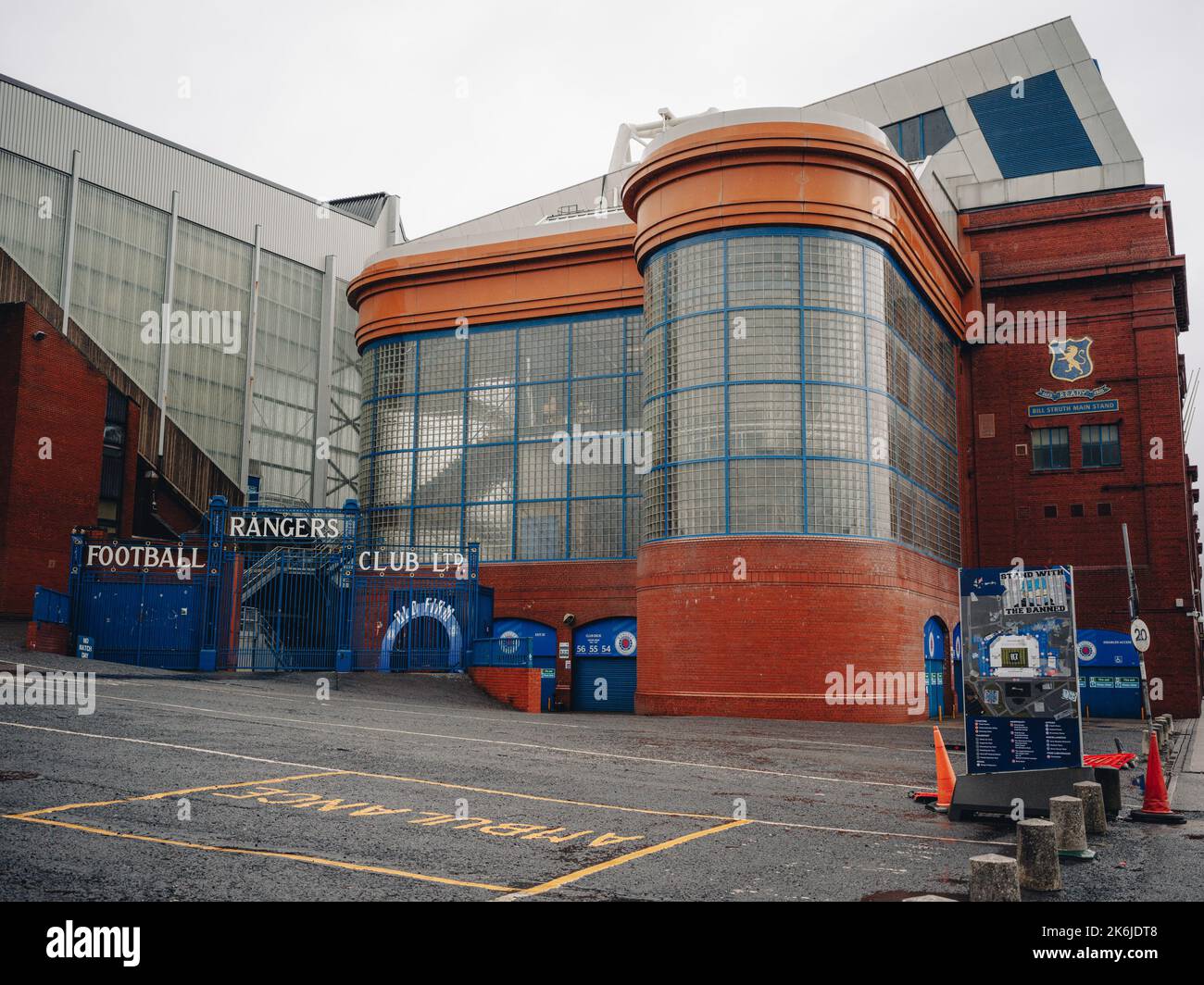 Rangers Football Club is a football club based in Glasgow. Rangers' home ground, Ibrox Stadium was designed by architect Archibald Leitch. Stock Photo