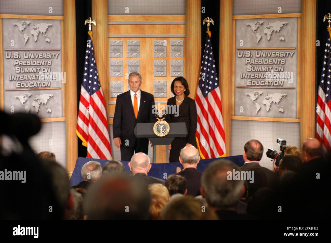 President George Bush with Secretary Condoleezza Rice at Summit of U.S ...