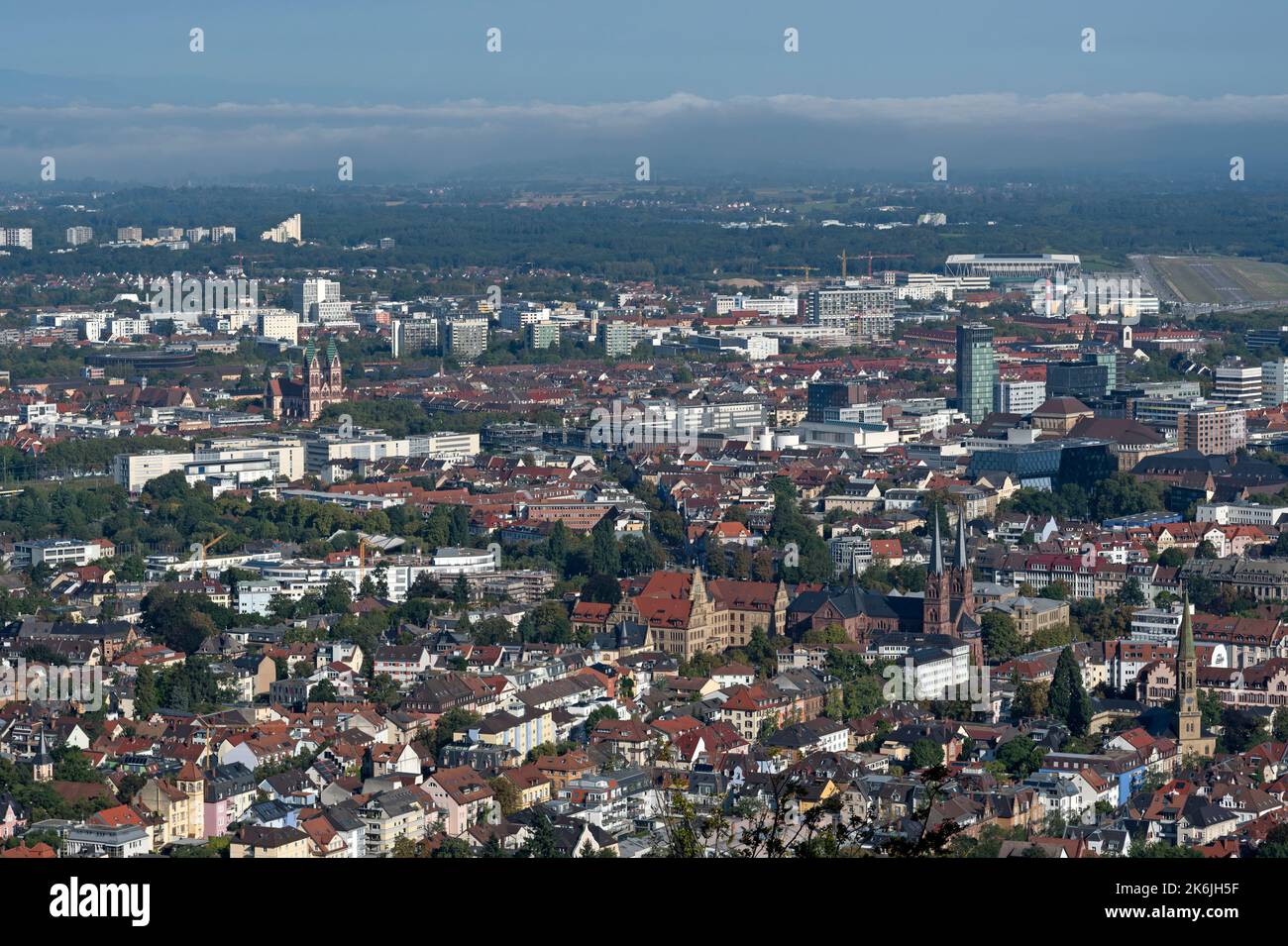 View down to Freiburg, Germany Stock Photo