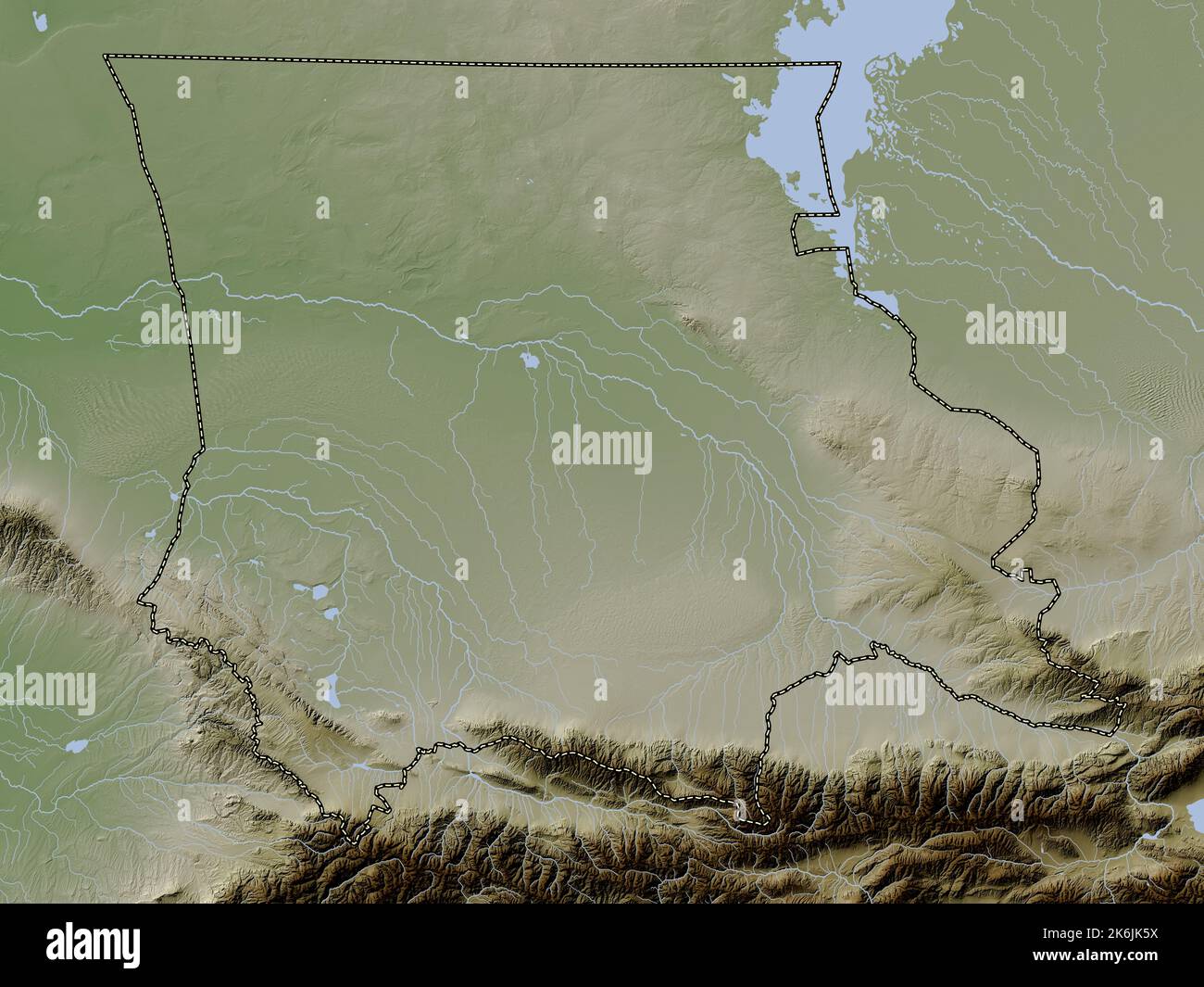 Zhambyl, region of Kazakhstan. Elevation map colored in wiki style with ...