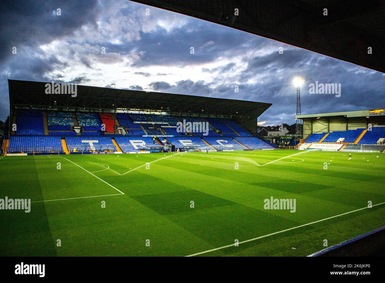 general view during the Sky Bet League 2 match Tranmere Rovers vs Crewe Alexandra at Prenton Park, Birkenhead, United Kingdom, 14th October 2022  (Photo by Phil Bryan/News Images) Stock Photo
