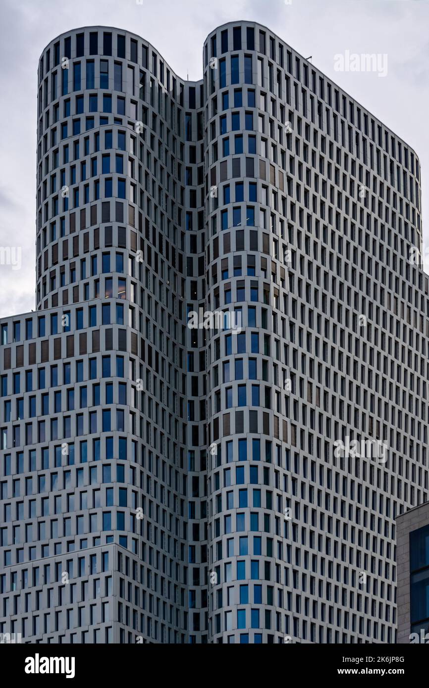 Fragment of a high-rise building in the city of Berlin in Germany. Stock Photo