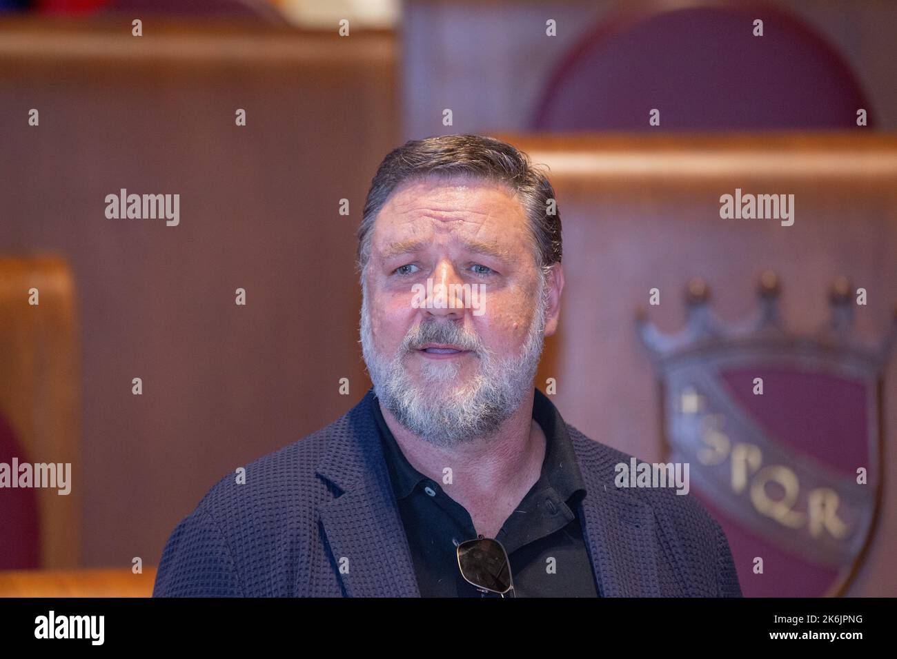 October 14, 2022, Rome, Italy: Actor Russell Crowe inside the Julius ...