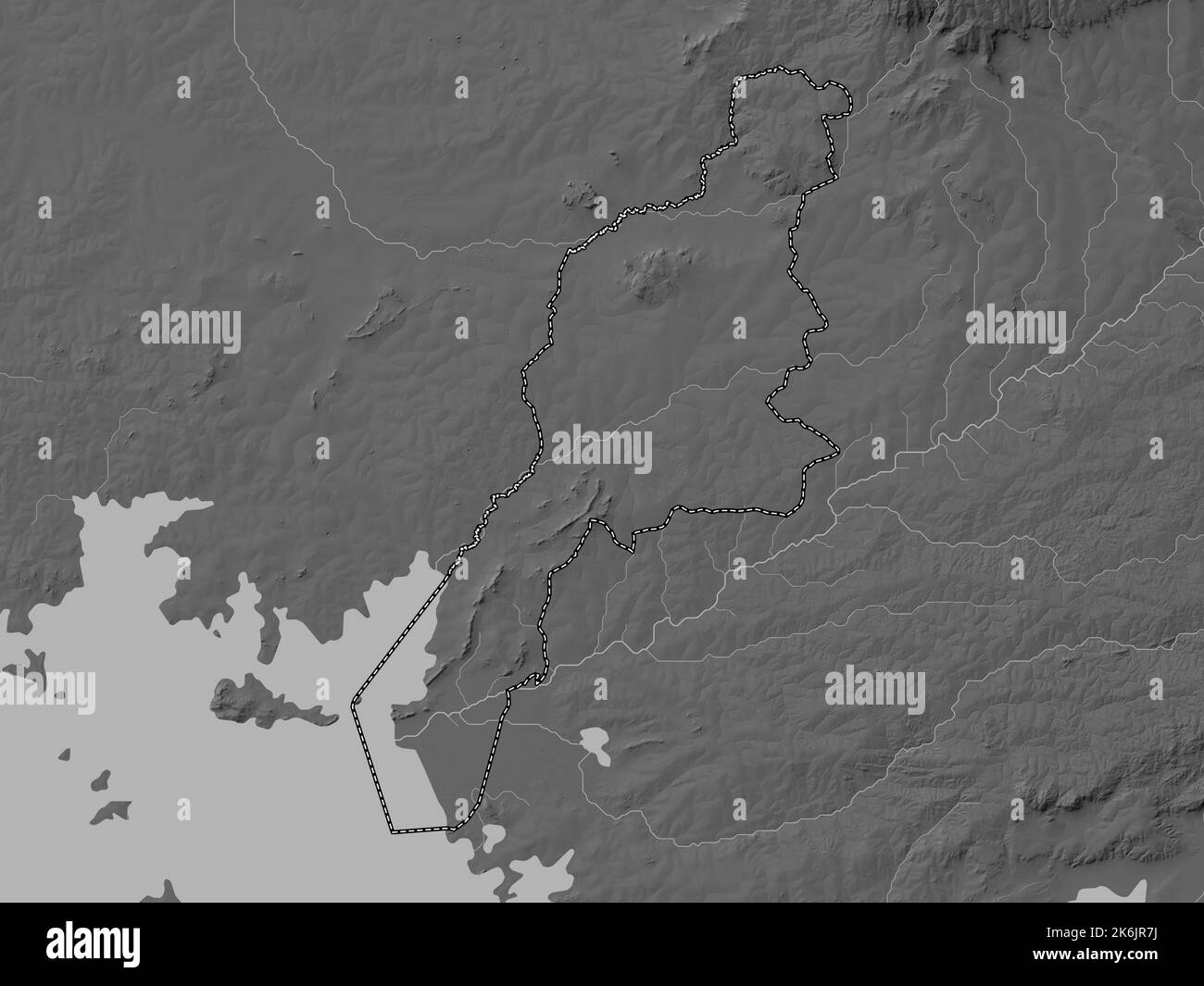 Busia County Of Kenya Grayscale Elevation Map With Lakes And Rivers