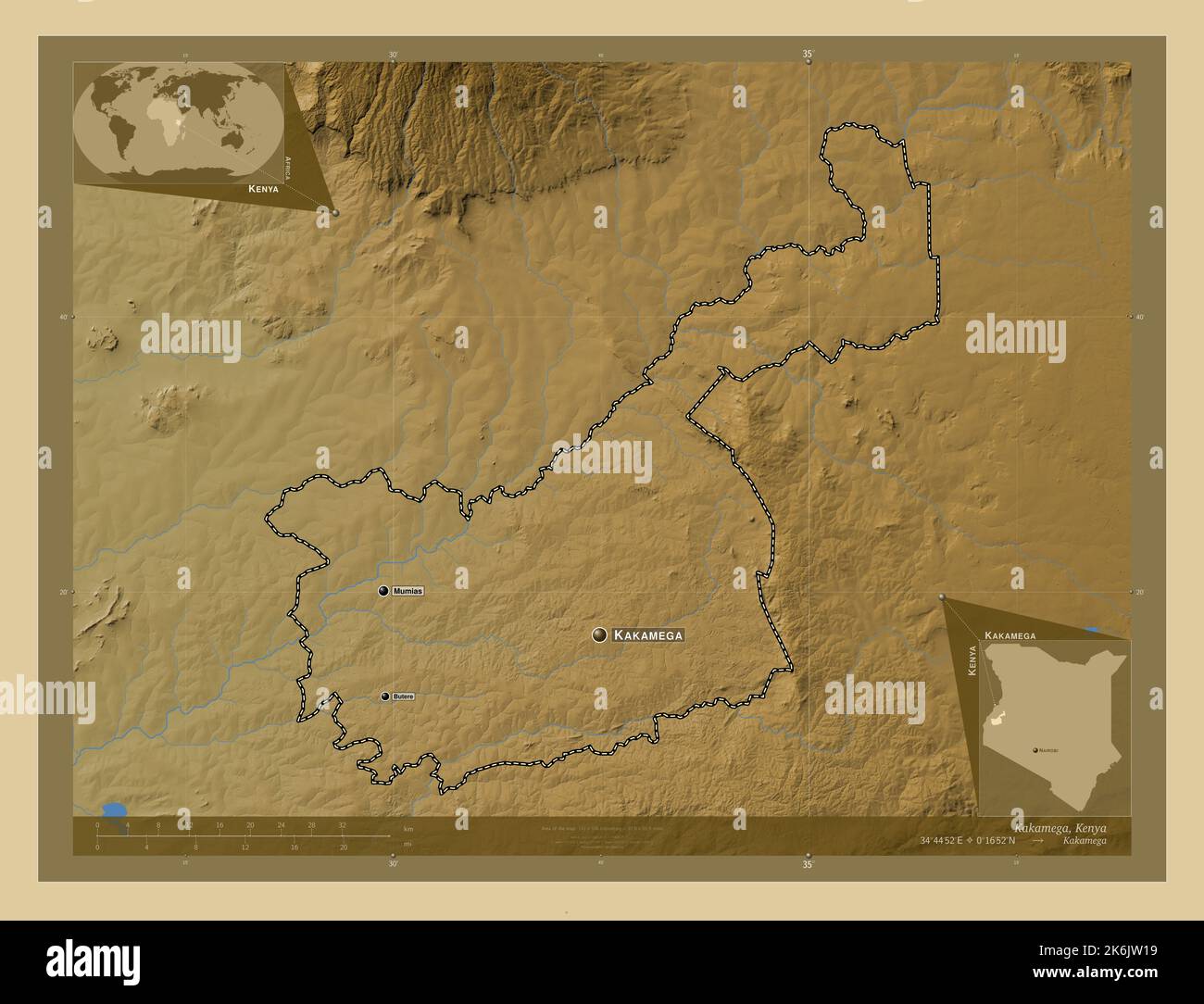 Kakamega County Of Kenya Colored Elevation Map With Lakes And Rivers kakamega-county-of-kenya-colored-elevation-map-with-lakes-and-rivers