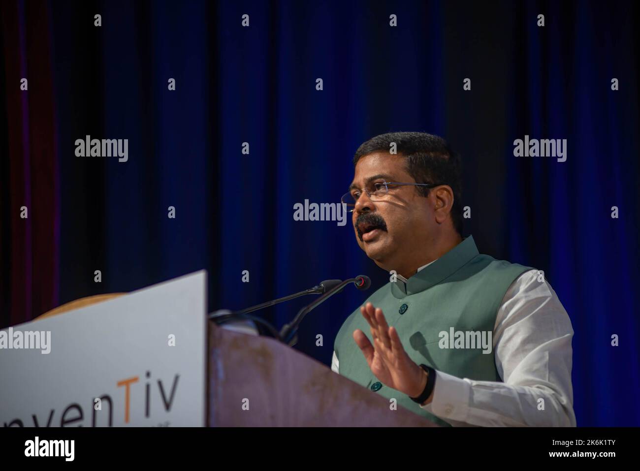 Delhi, India. 14th Oct, 2022. Dharmendra Pradhan Union Minister for Education and Skill Development and Entrepreneurship during inaugural day of IInvenTiv 2022, the first ever all IITs (indian institute of technology) research and development Showcase at the Indian Institute of Technology. IInvenTiv 2022 is an R&D (research and development) Fair organised under the supervision of a Steering Committee headed by Dr. Pawan Goenka, Chairman, BoG (Board of Governors) IIT and the event marks the coming together of all the 23 IITs under one umbrella to showcase their respective research and innovatio Stock Photo
