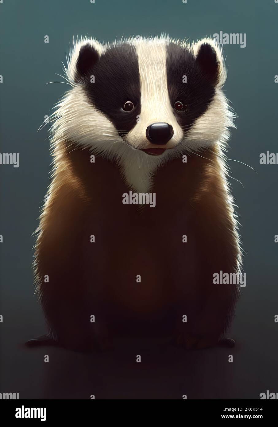 Illustrative drawing of a small badger. Clean background. 3D render. Digital art. Stock Photo