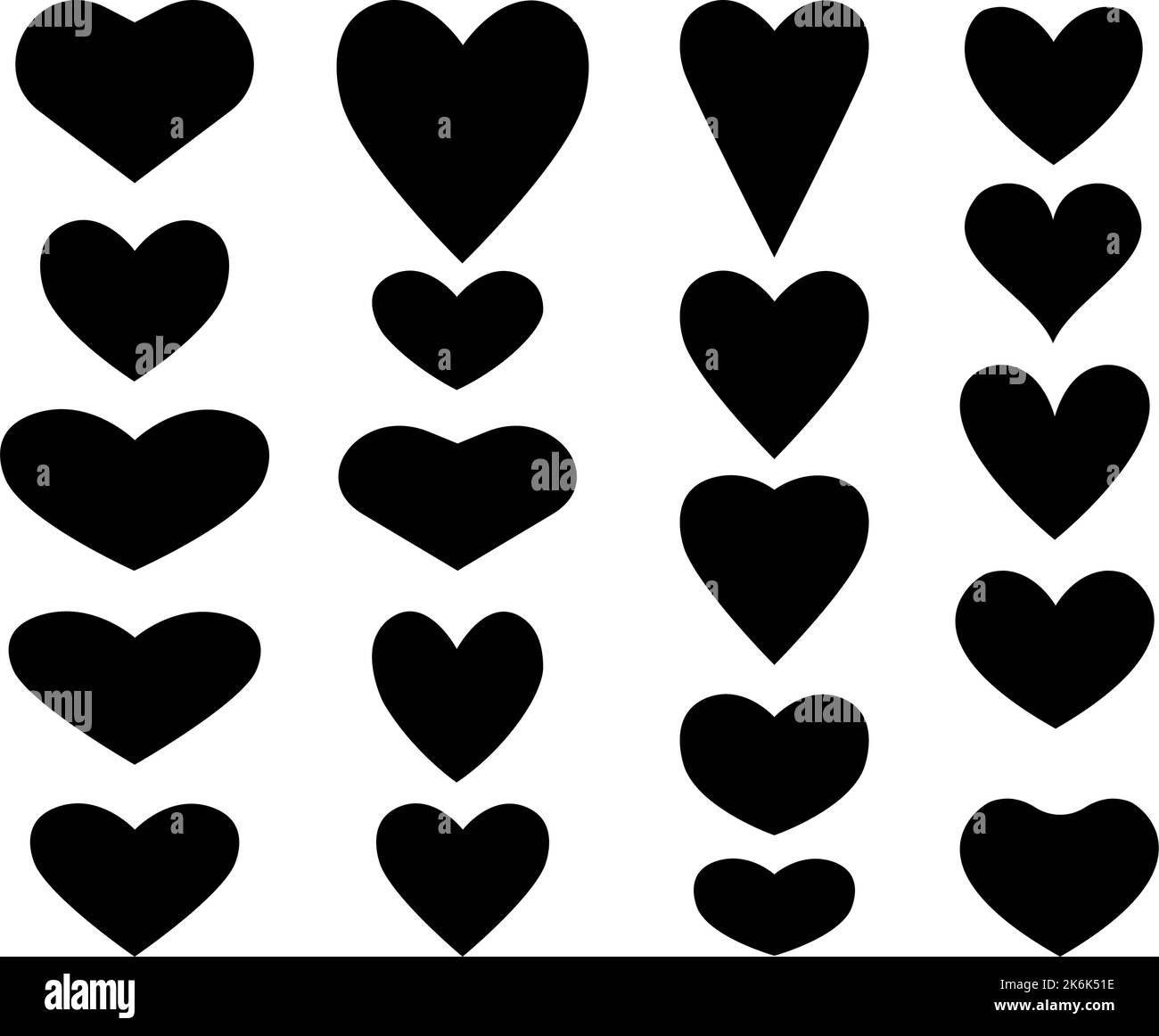 Vector set of hearts different shape. Valentine s day icon collection Stock Vector