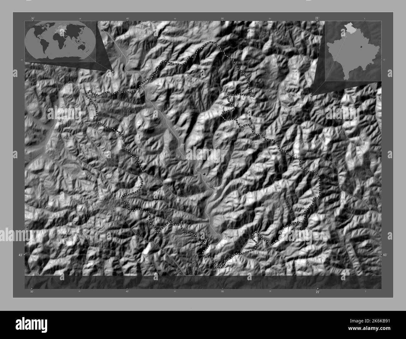 Leposaviq municipality of Kosovo - Leposaviq Municipality Of Kosovo Bilevel Elevation Map With Lakes And Rivers Corner Auxiliary Location Maps 2K6KB91 