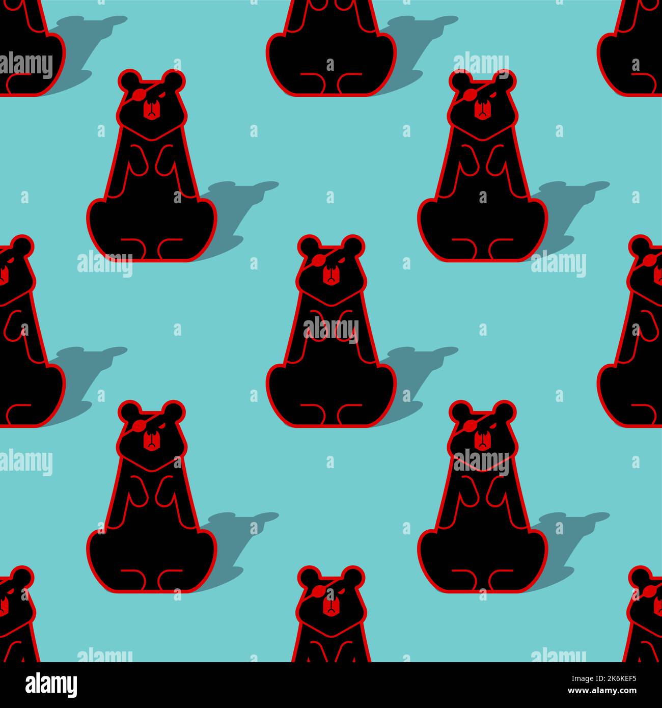 Bear with an eye patch Pattern seamless. One-eyed predator Background. crippled grizzly texture Stock Vector