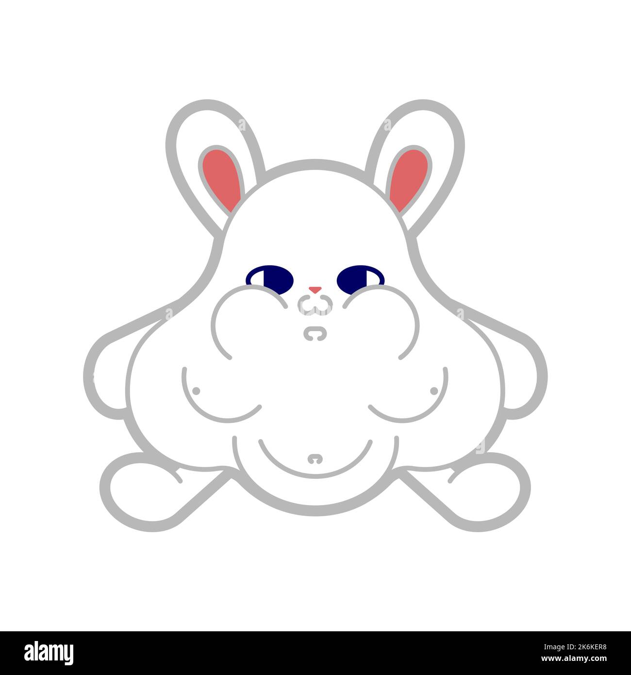 Fat rabbit Cartoon. fleshy hare isolated. Vector illustration Stock Vector