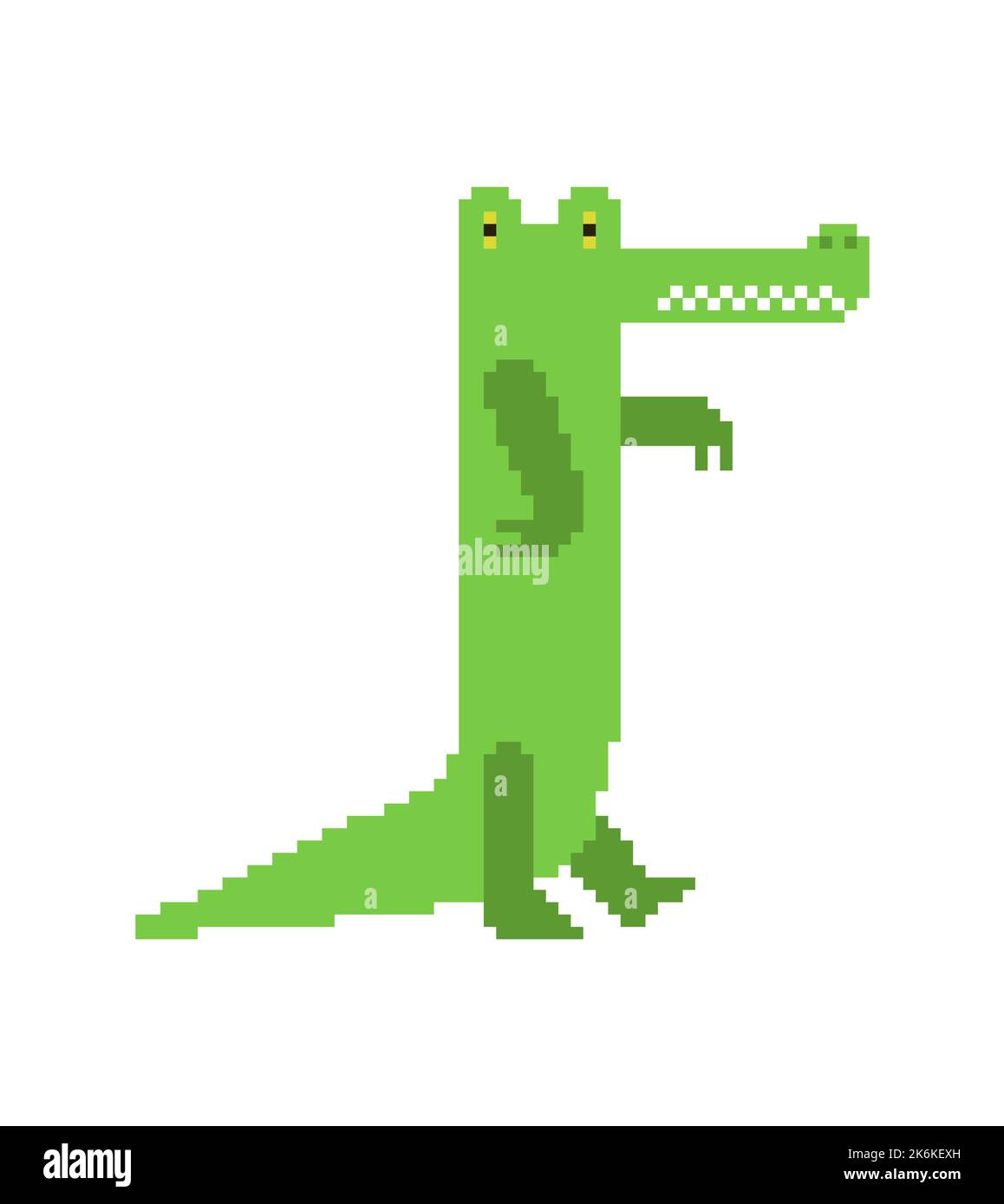 Crocodile Pixel art. 8 bit croc. pixelated alligator Vector