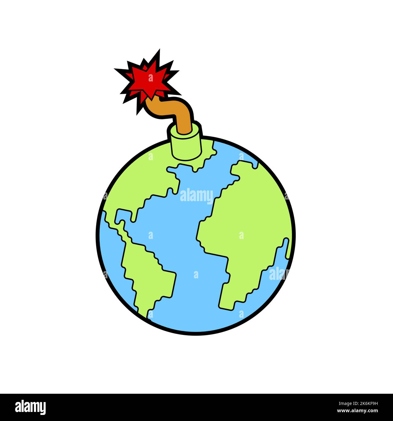Planet earth bomb. Earth explosive. Vector illustration Stock Vector