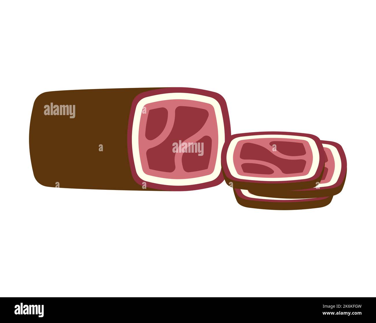 Jerky drycured sausage isolated. sujuk Vector illustration Stock